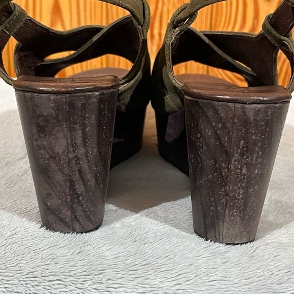 Cordani Josie Olive Green Suede Leather Wedge Platform Sandals - Picture 11 of 13